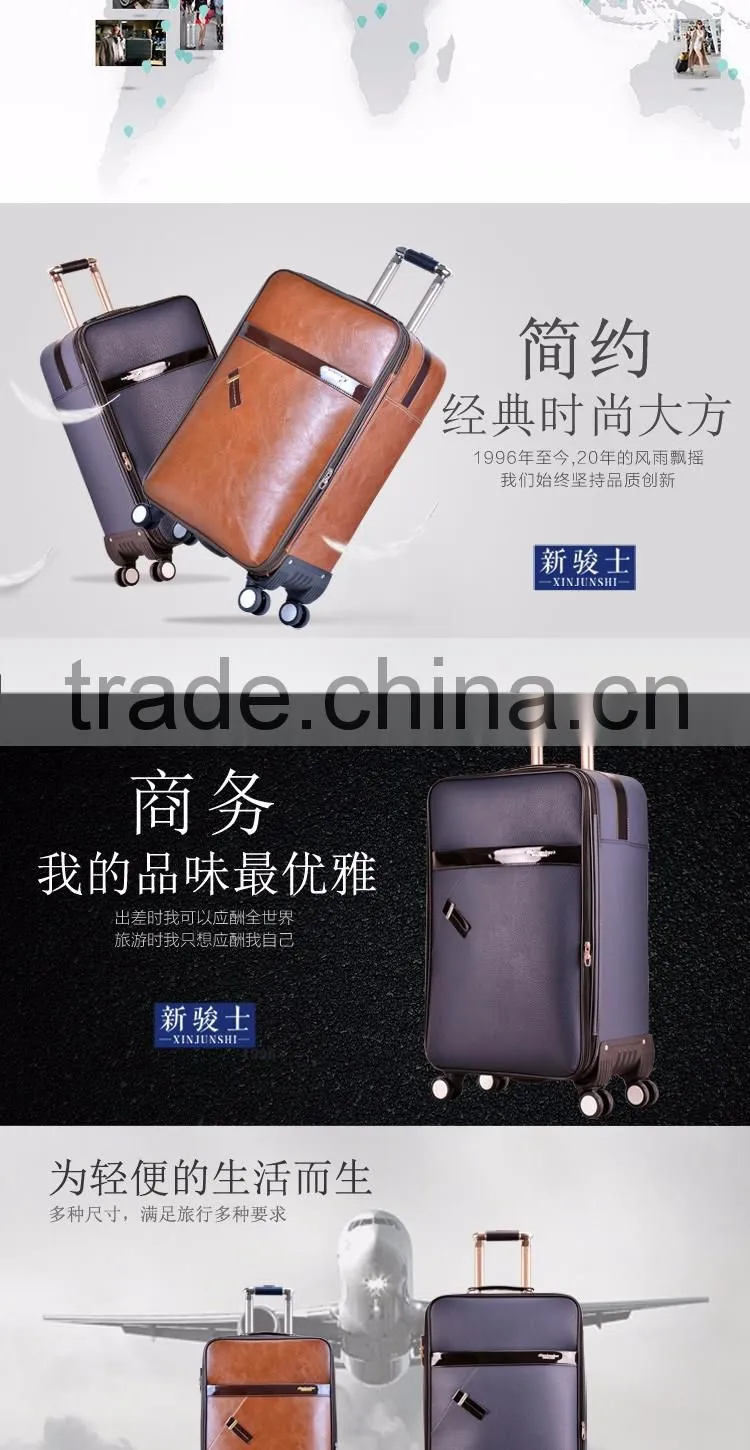great quality pu genuine leather business leisure luggage vintage suitcase