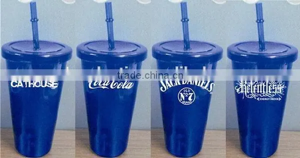 Designer Crazy Selling 24OZ Singel wall plastic wine cup with lid in mugs