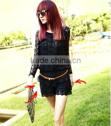 girl's short casual lace khaki pants