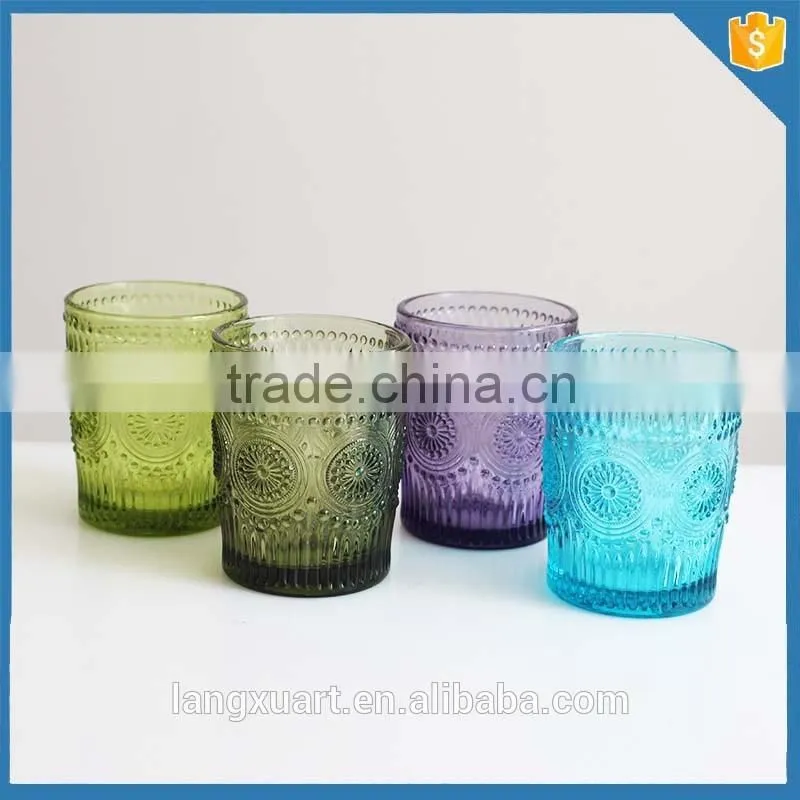 Sunflower pattern colored drinking glass manufacturers china
