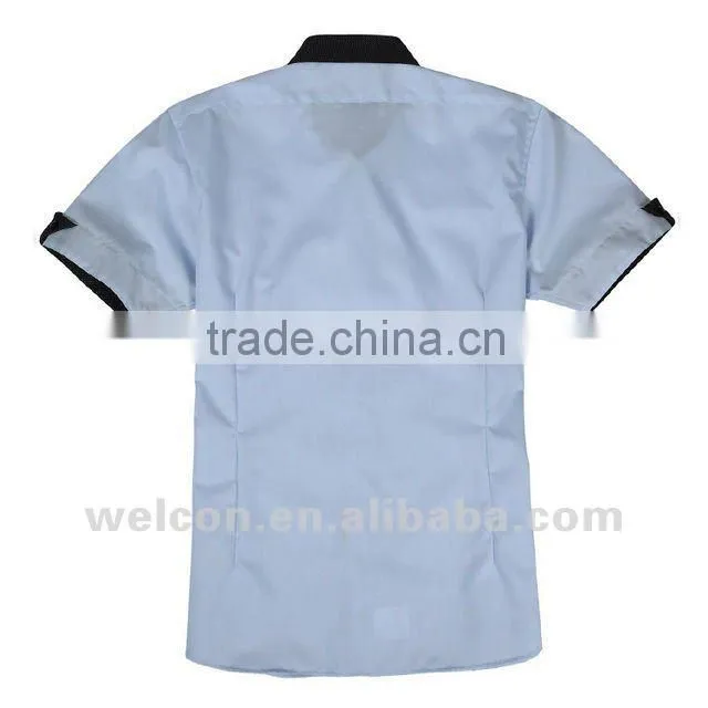 Latest OEM design 100% cotton casual style blue popular short sleeve new fashion japan korean shirt