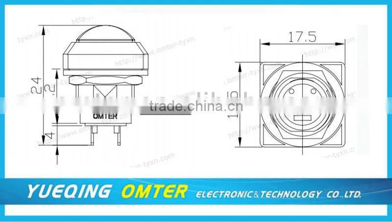 9206 250V 12mm metal push button switch