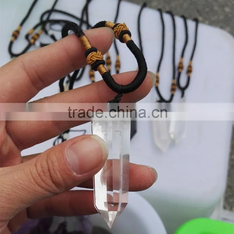natural rock clear crystal obsidian amethyst smoky quartz gemstone point crystal pendant