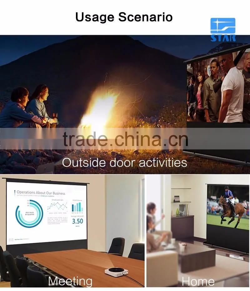 60" pull up Portable floor up screen with hydraulic damping equipment