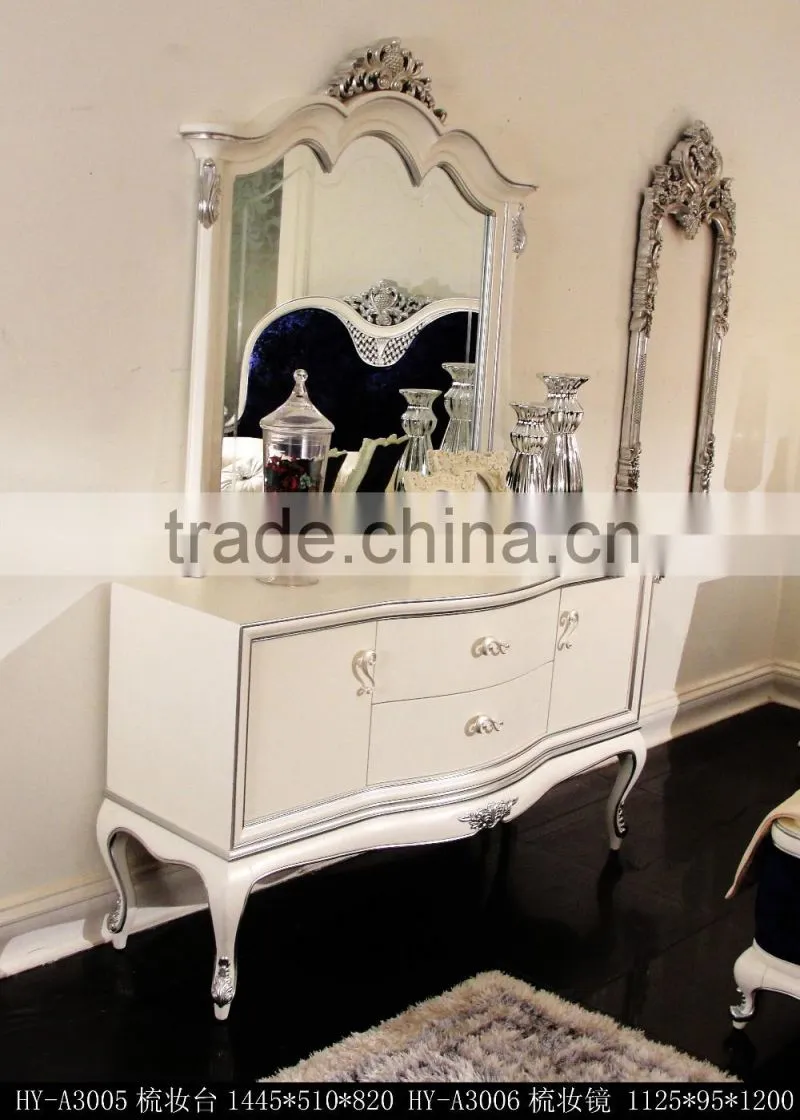 European style solid wood Antique bedroom furniture Bed Bedside table Wardrobe Dressing table Bench Royal Chair Commode