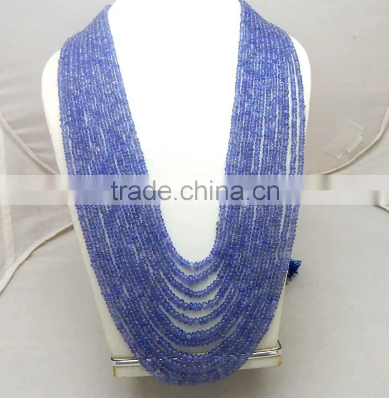 Natural Royal Blue Tanzanite Roundel Smooth Beads