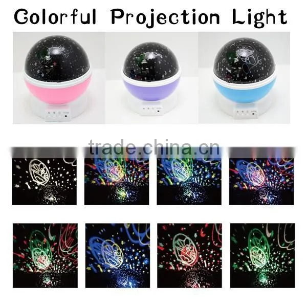 Popular Color changing various LED projection rotating light Battery Operated or USB Line Charging Christmas Gift Light