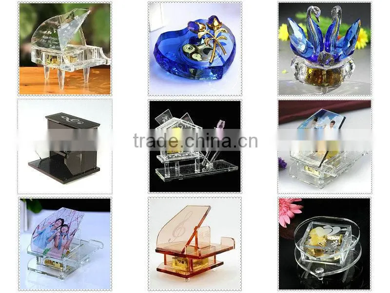 Black Crystal Flower Music Box for Decoration & Gifts