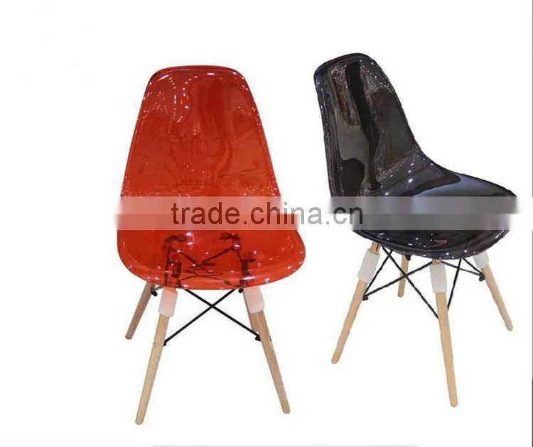 wood leg acrylic designer dining chair replica