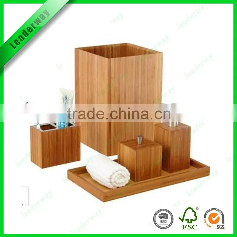 Classic bamboo china bathroom accessory 4 piece set