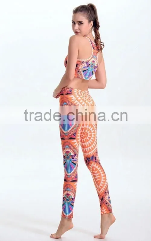 Yiwu Wholesale Women Tights GYM Leggings Orange Spandex Women Tights GYM Leggings