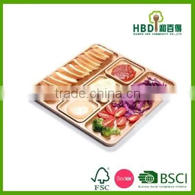 Hot selling wooden divided tray with plate bamboo tray wholesale