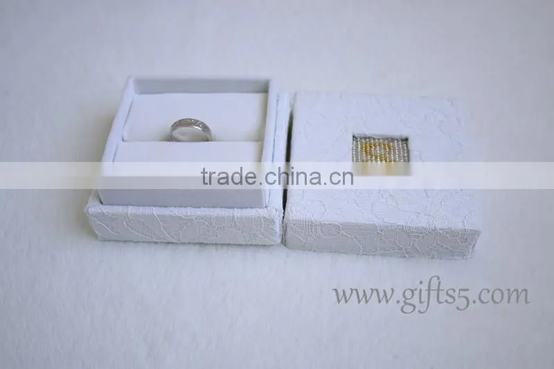 Elegant wedding ring jewelry box with beaded name plate of S