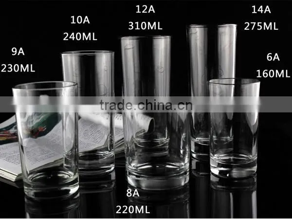 wholesale various capacites glass tumbler for whiskey, glass beer cup