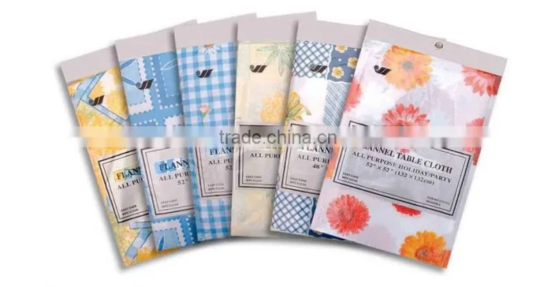 printed floral and checked design PEVA table cloth with lace/wave/straight edge