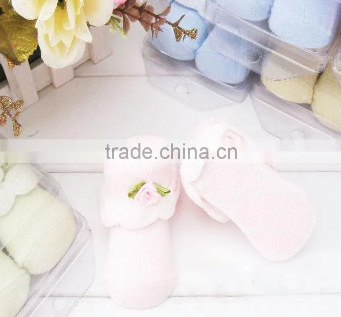 NEW STYLE lovely flower welt and good quality turn cuff baby cotton socks