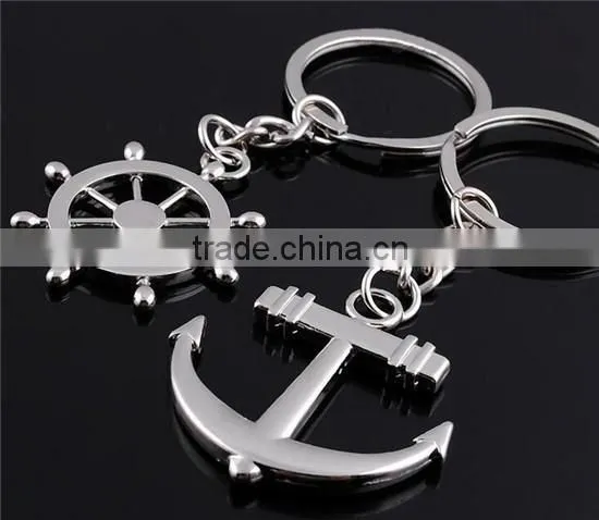 Funky silver custom engraved metal anchor keychain