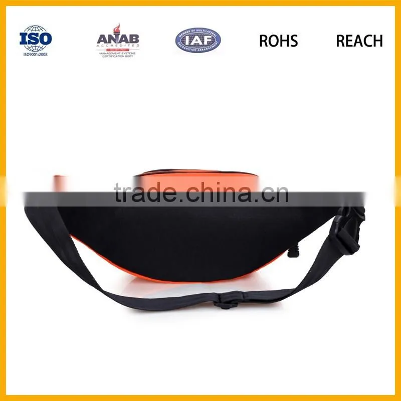 2016 latest Design Elegant Men and Women300D Orange Color Adjustable Strap Waist Bag for Sports, Running, Cycling