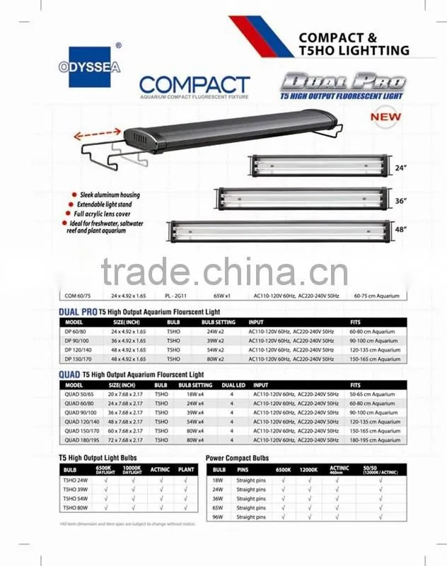 24" T5 HO Aquarium/Fish tank light/lighting fixture/lamp 48W Plant and Freshwater Version.T5 HO 60-80cm LAMP