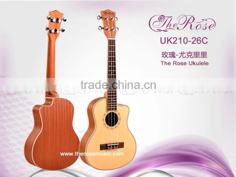 26 inch cutaway ukulele china high quality cheap wooden guitar (UK210-26C)