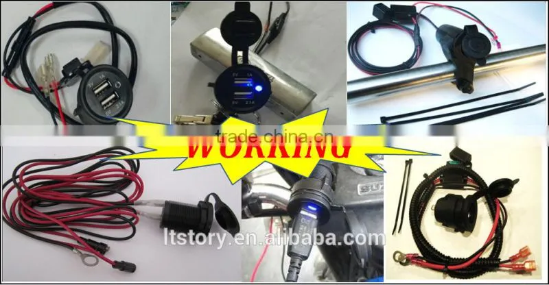 Motorcycle Mobile Waterproof Splashproof 2 USB Power Supply Port Socket Charger