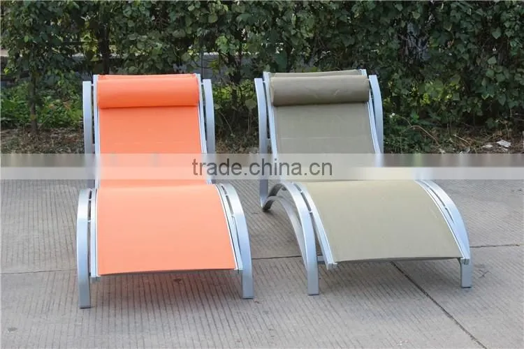 Modern Poolside Aluminum Frame Mesh Sun Lounger