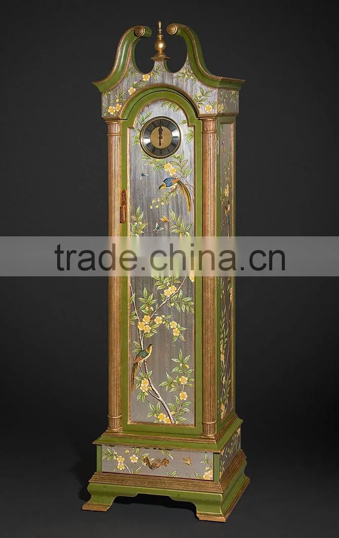Noble Elegant Home Decorating Grandfather Clock , European Style Wooden Hand painted Floor Clock, Gothic Wooden Clock