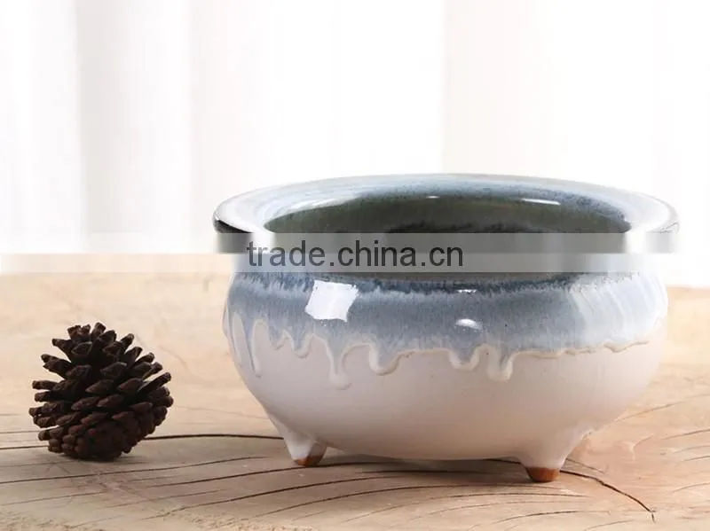 New design chinese style flow glaze pottery bonsai pot