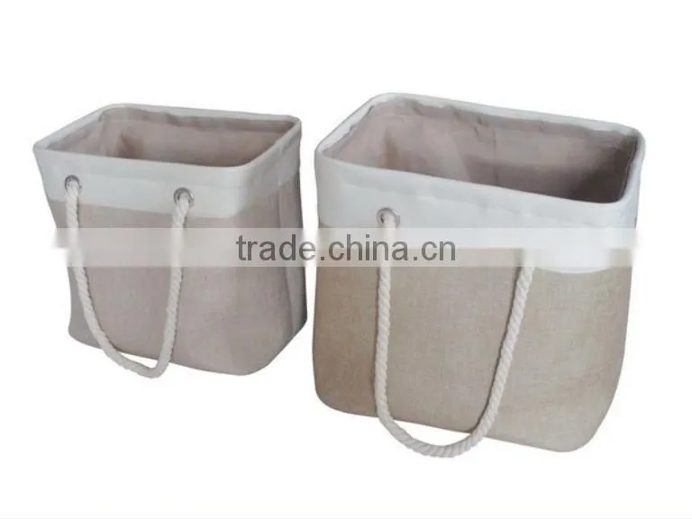 Store More Large Linen Cotton Rope Handled Foldable Laundry Bag