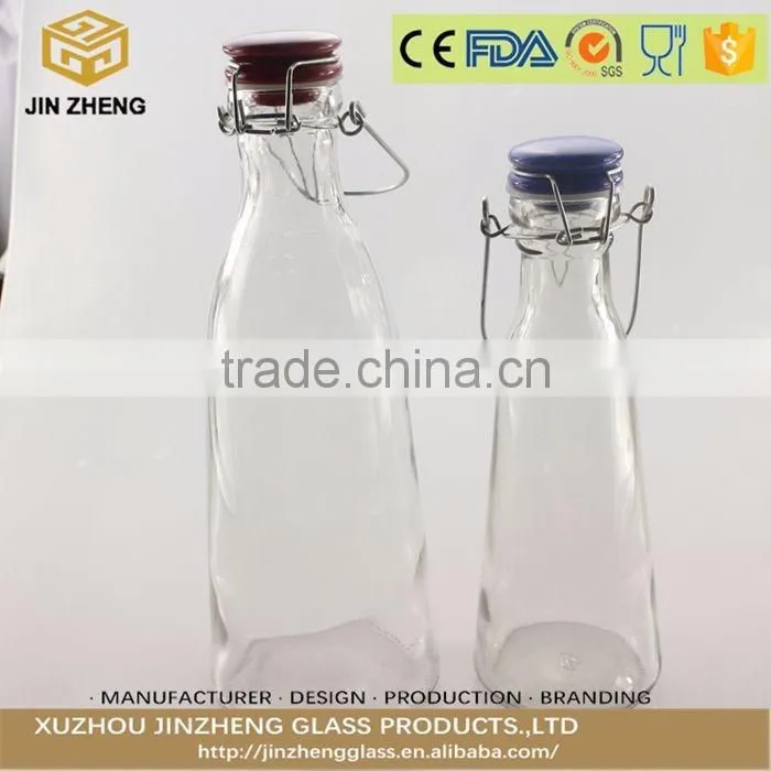 500ml transparent swing top glass beverage bottle