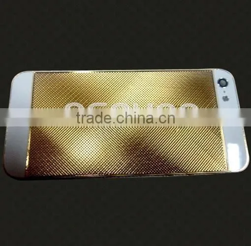 100% 24k real gold back cover with square grid and diamond for iphone 5s
