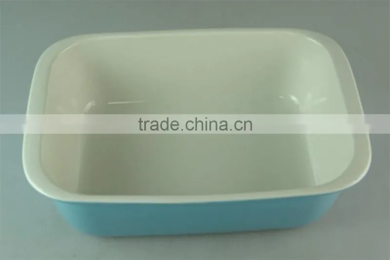 Light blue glazed ceramic rectangle bakeware bake tray/plate