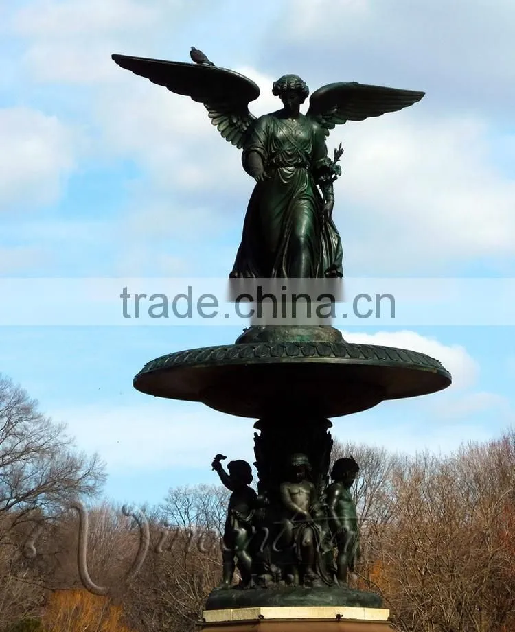 High quality park decoration bronze angel water fountain