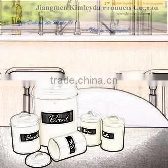 Metal cylinder bread bin canister set of 5