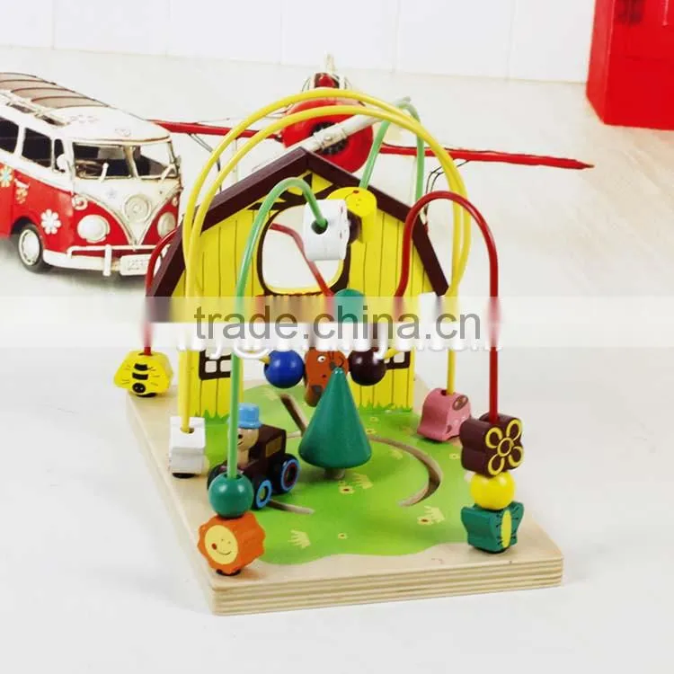 new design bead maze wooden kids roller coaster toy for education W11B141-S