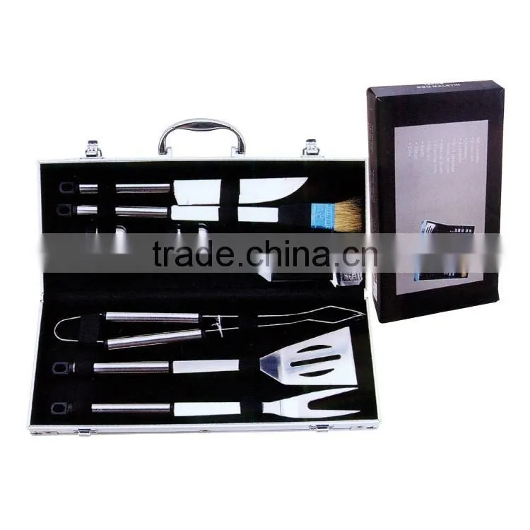8pcs stainless steel BBQ tool set with aluminum case