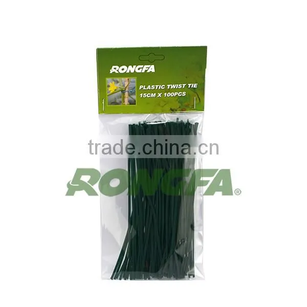 2.6mm x 15cm green pvc plastic plant twist tie for gardening