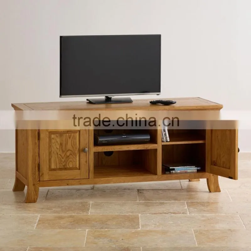 rustic oak wood TV Unit with 2 Doors with good design and 100% solid oak wood furniture