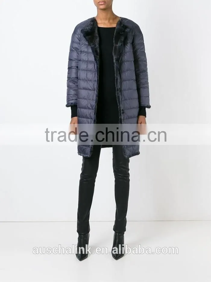 new style modern ladies black mink fur padded coat competitive price
