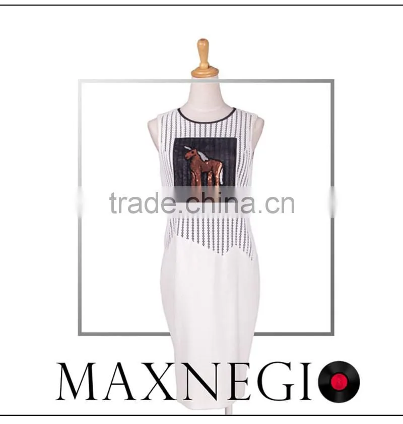 Maxnegio fashion new products applique black sequin dress