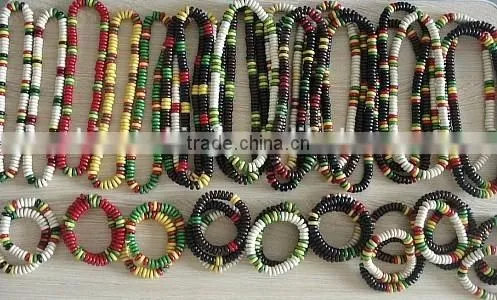 hiphop wooden reggae rasta bracelets necklace jewelry coco wood bead bracelet necklace jewelry