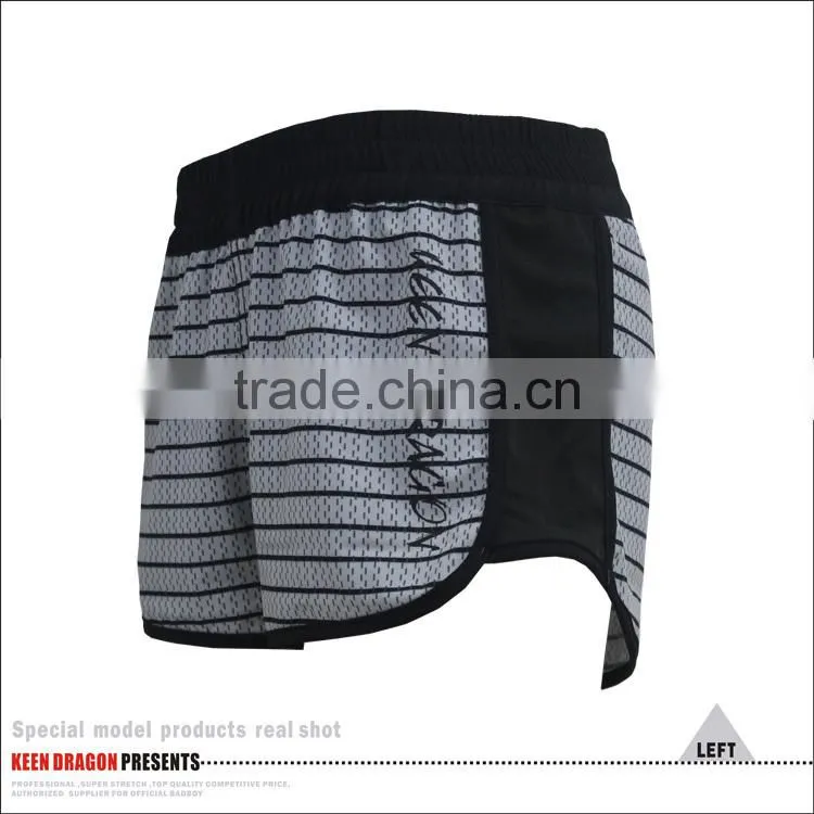 Dark Grey Strip Female Running Shorts zip Style Mma shorts