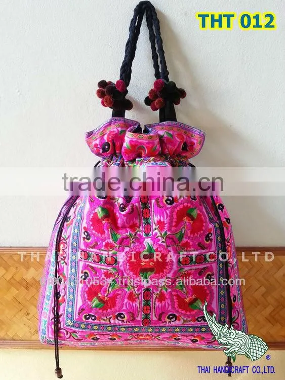 Extra Thai Embroidered HMONG Hill Tribe Tote Bag XL