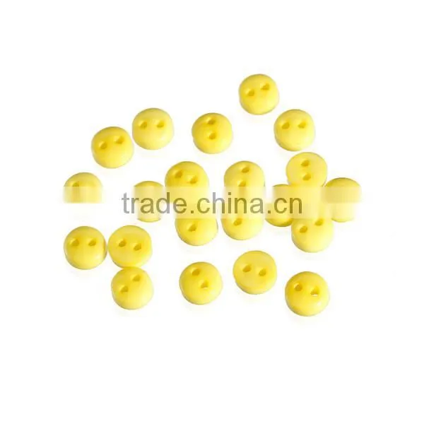 Resin Sewing Buttons Scrapbooking 2 Holes Round Yellow 6mm Dia