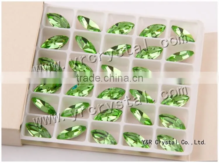 k9 crystal Navette peridot fancy stone crystal beads for wedding dress