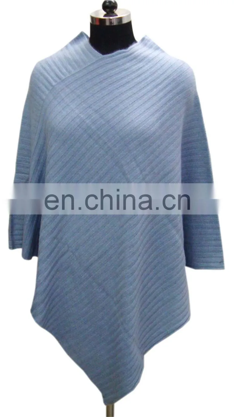 Rib Knitted Pashmina wool Poncho 2016
