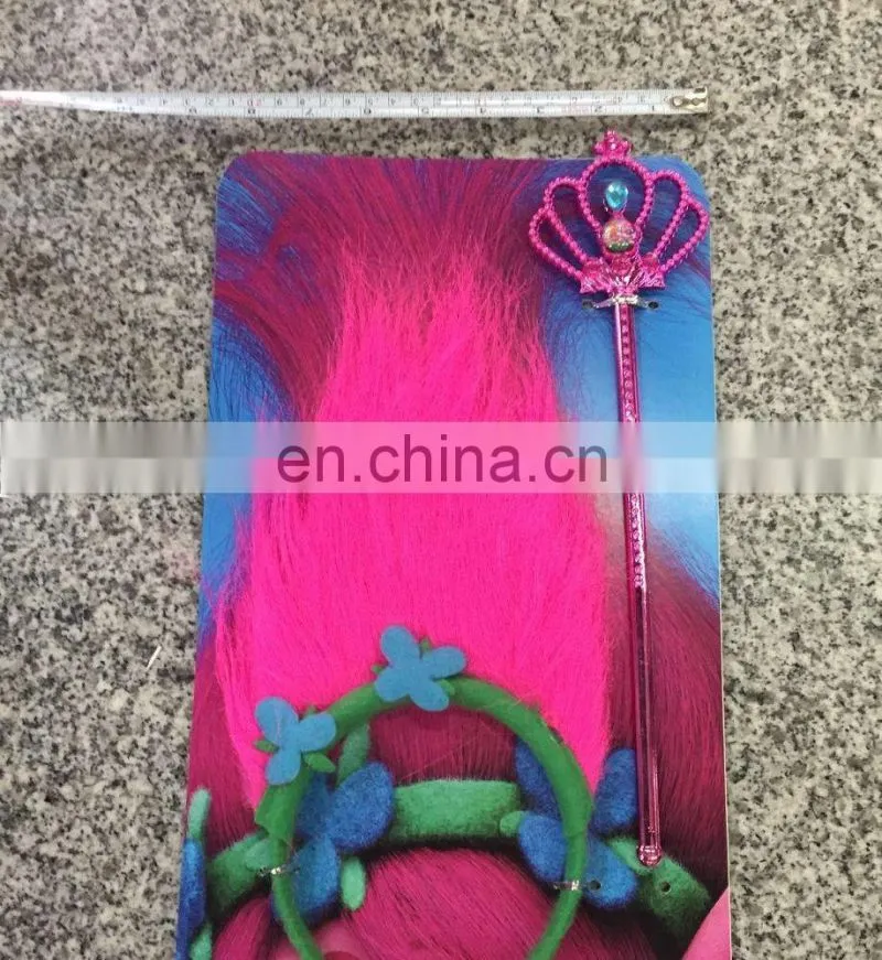 MCH-2372 wholesale 2017 new product Halloween the good luck trolls magic fairy wand black wigs headband for kids