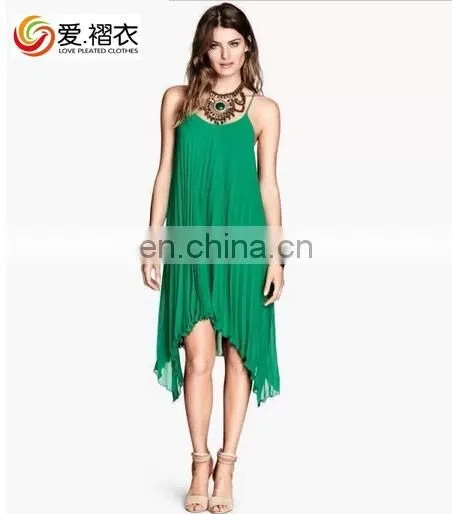 Pleated short dresses beaded chiffon women dresses summer
