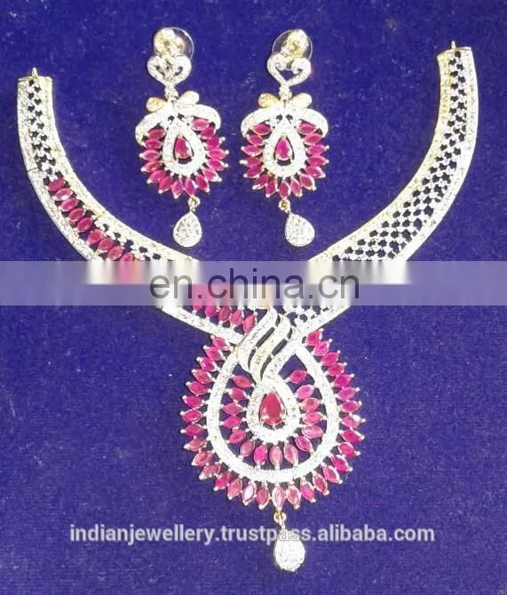 cubic zirconia jewelry set exporter, ad jewellery set manufacturer