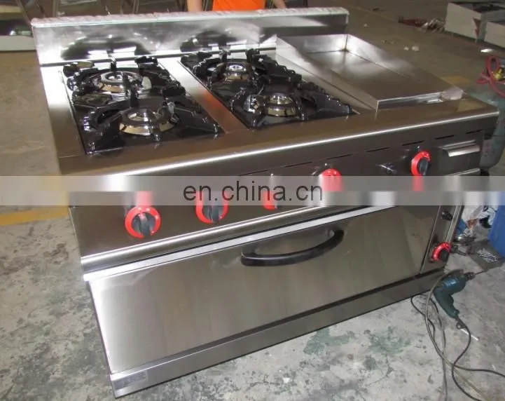 Multifunction Cooking Equipment Gas Range Stove With 4-Burner&Griddle&Oven